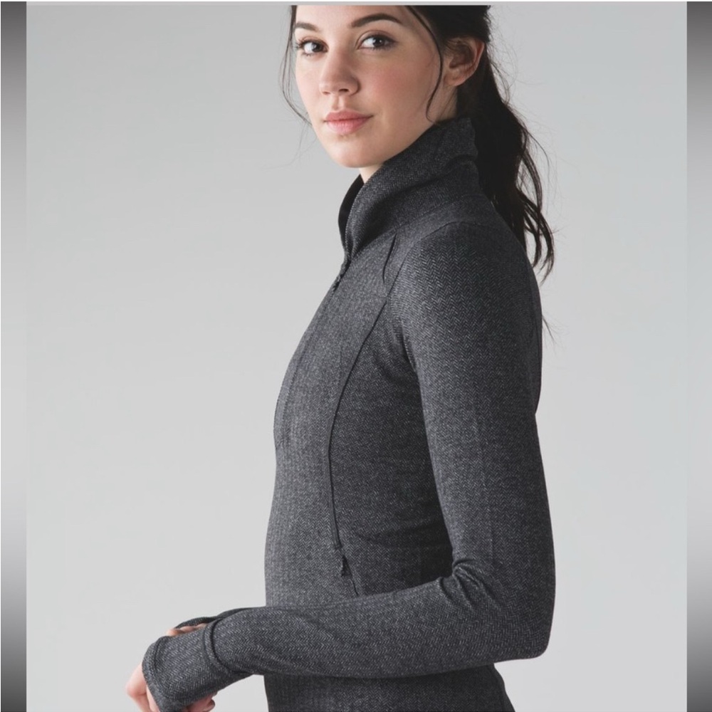 Vintage lululemon athletica Think fast charcoal herringbone quarter zip